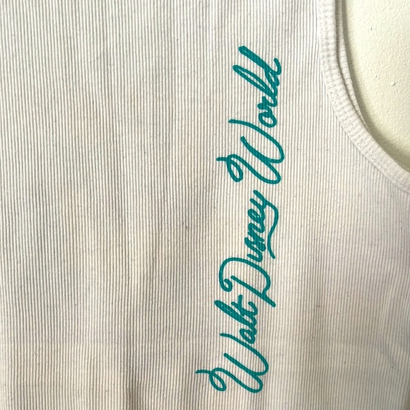 DISNEY | Women’s White Mickey Mouse Tatoo Style Bling Graphic Tank Top Sz Large - Picture 5 of 7